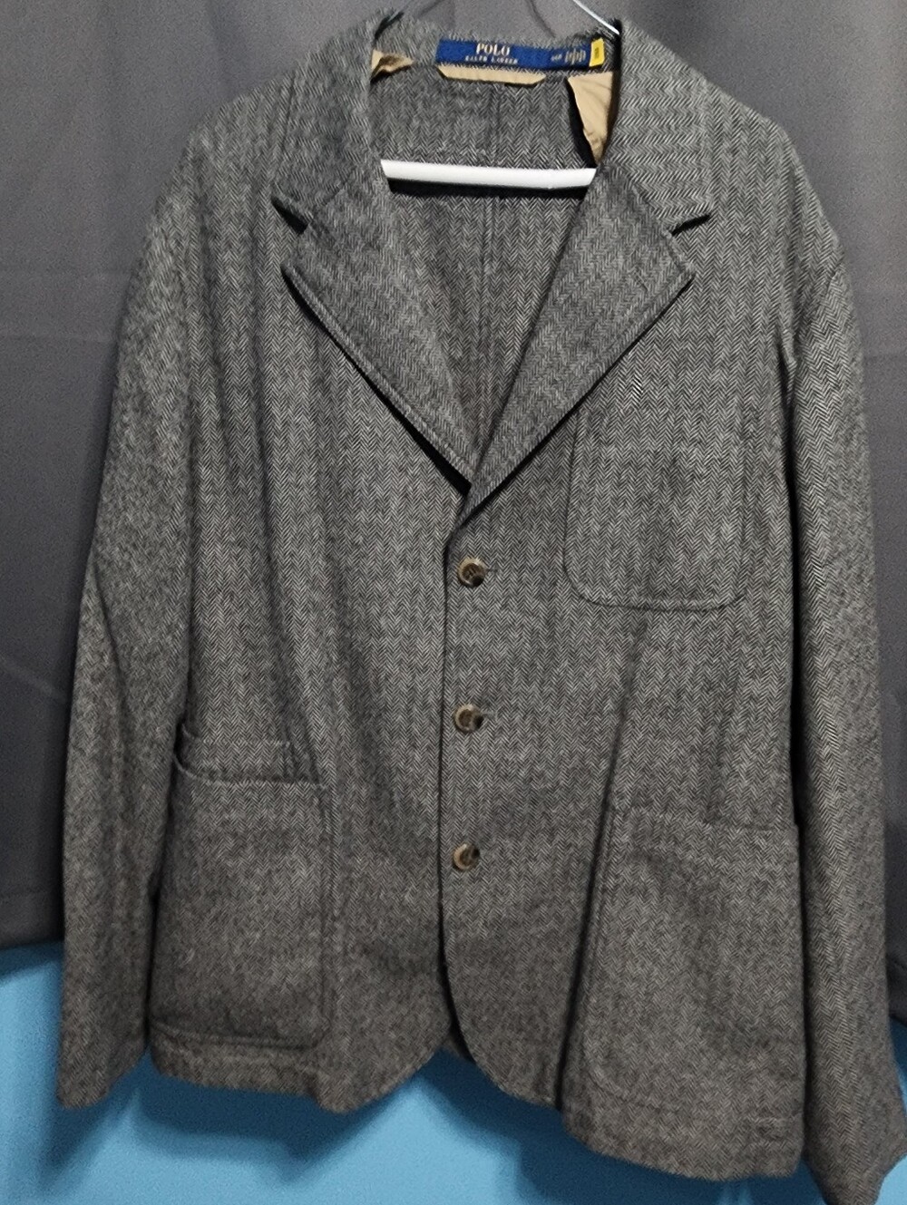 Polo by Ralph Lauren Gray Herringbone Sports Coat Blazer Modern Fit Size 46R
